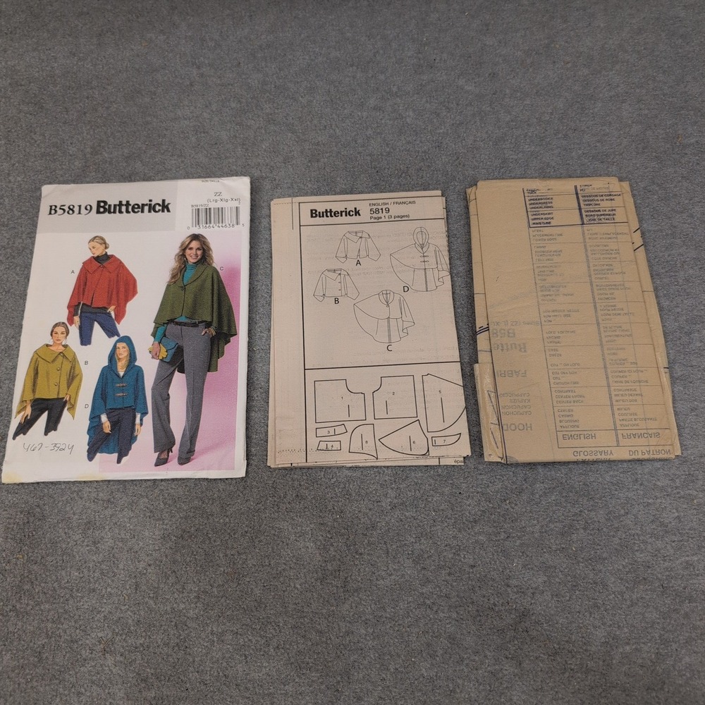 Butterick B5819 Misses Wrap and Cape Pattern Size ZZ L-XL-XXL Cut Complete - Picture 1 of 2
